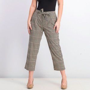 Sanctuary Inland Plaid Crop Paper Bag Pant